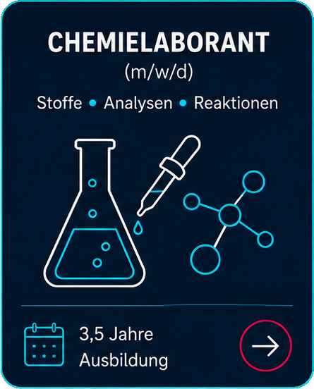CHEMIELABORANT (m/w/d) - Stoffe . Analysen . Reaktionen - 3,5 Jahre Ausbildung